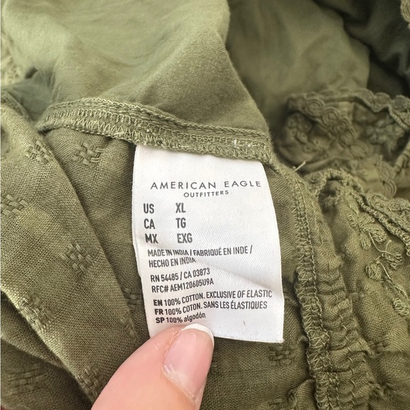 American Eagle Army Green Button Down Tank Blouse - Picture 5 of 5